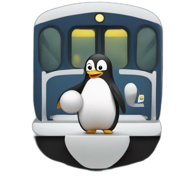 Un pingouin sur un train emoji