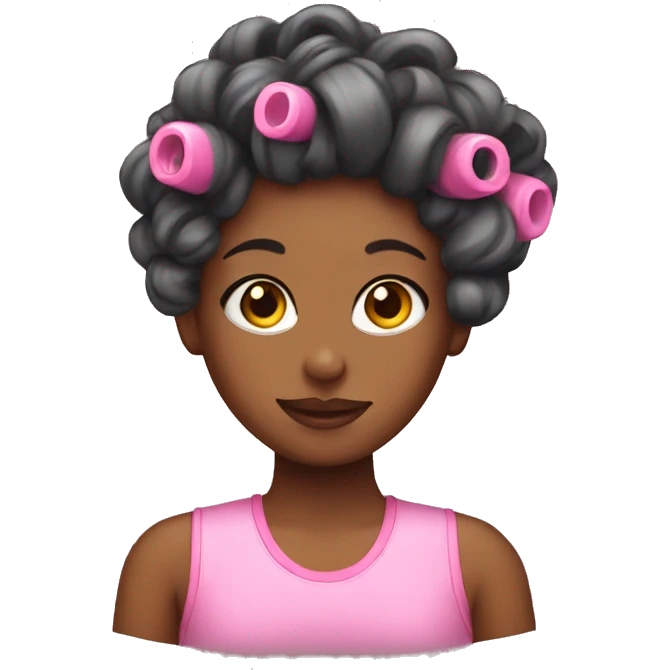 girl with curlers in emoji