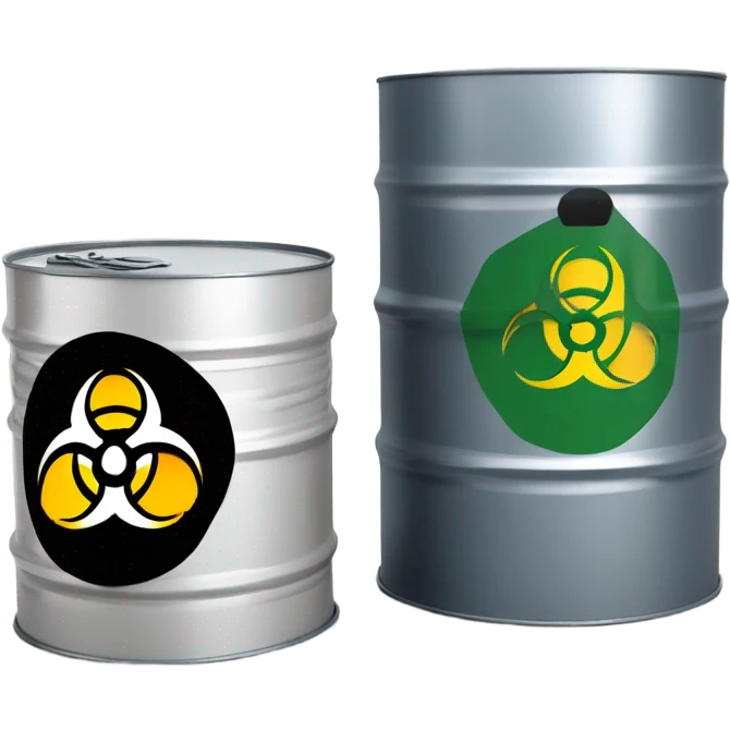 Biohazard symbol on a metal barrel emoji | AI Emoji Generator