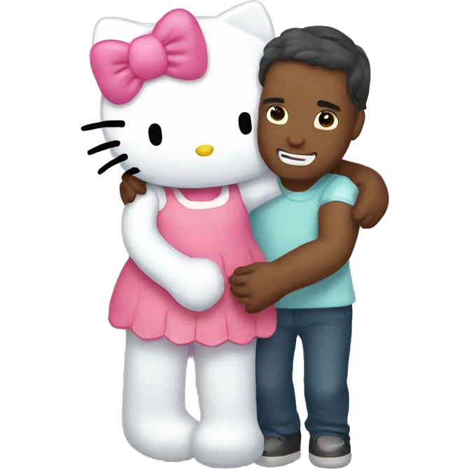hello kitty and dear daniel hugging emoji