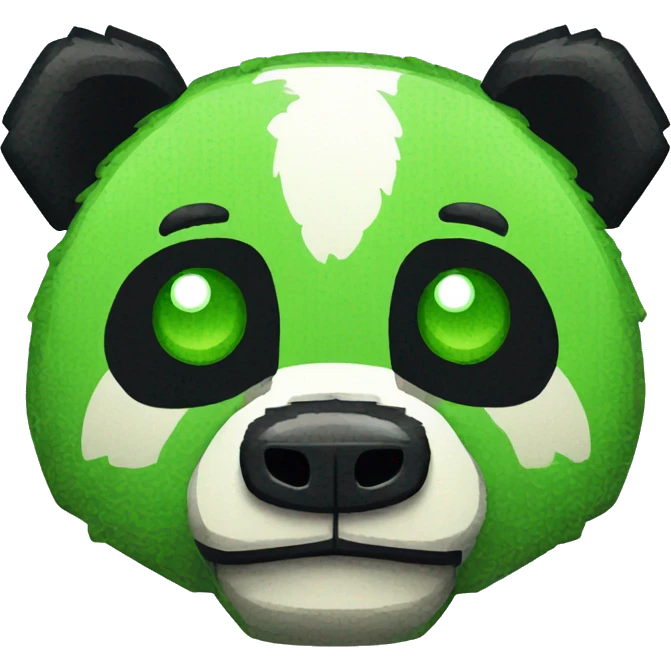 a pixelart panda head with green patchs emoji