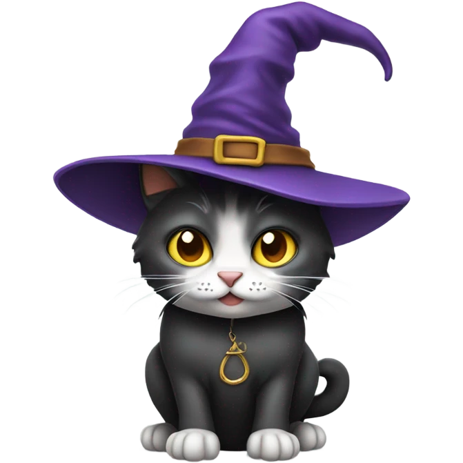 Cat with a witch hat emoji