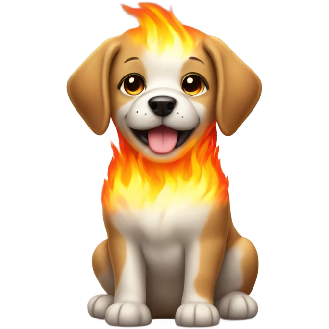 a cute dog with a fire on the back emoji