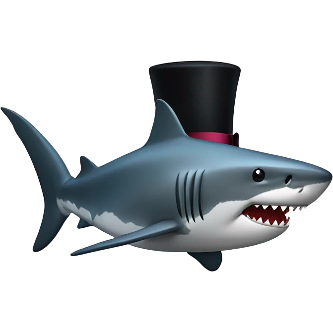 Shark with a top hat emoji