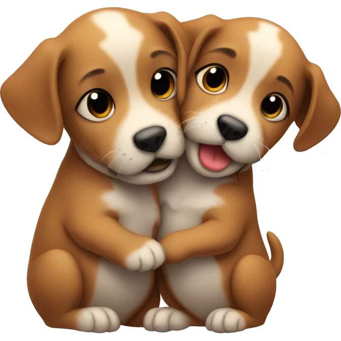 Two puppies hugging emoji