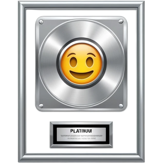 A “platinum plaque” is a framed award given to music artists when a song or album sells a high number of copies—enough to reach “platinum” certification. It usually features the album art or CD and represents commercial success in the music industry emoji