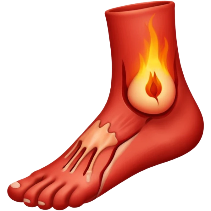 foot with red area indicating pain emoji
