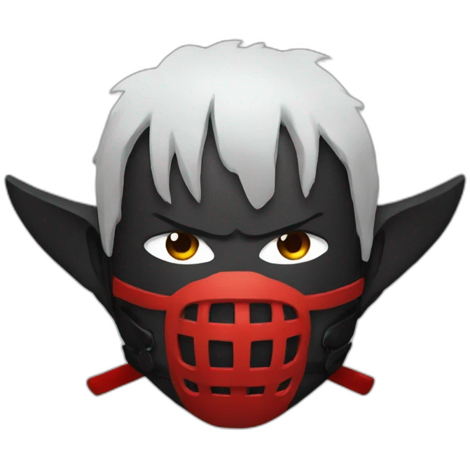 Black samurai with red and black camo oni mask emoji