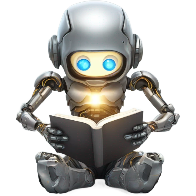 Cool cyborg reading book emoji