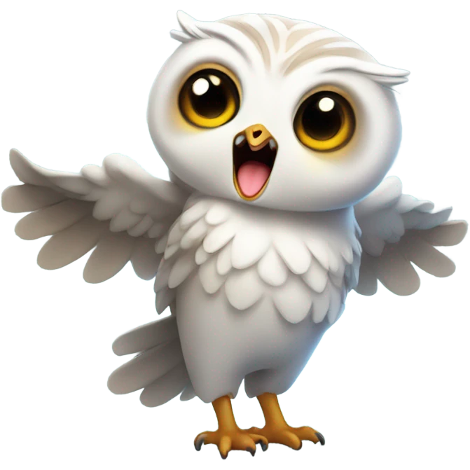 Waking up and yawning cute magical baby owl emoji