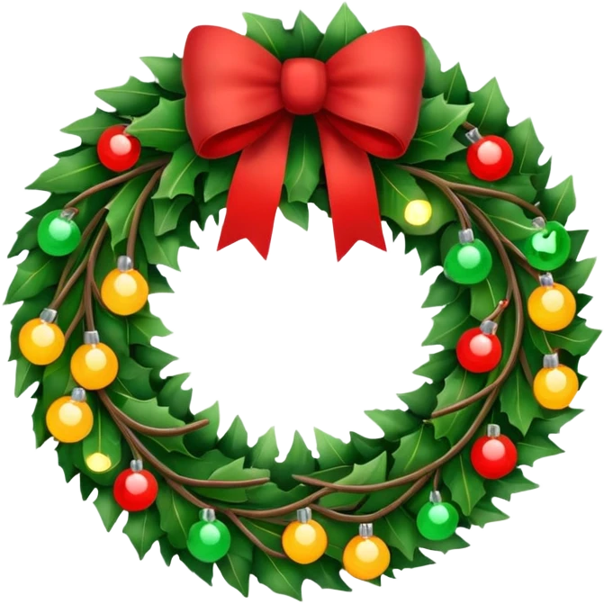 Christmas wreath with lights emoji