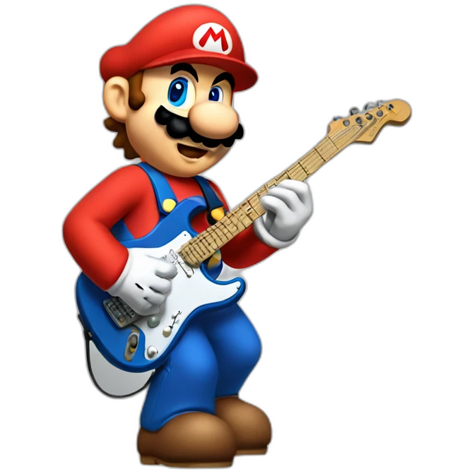 Super Mario playing electric guitar emoji