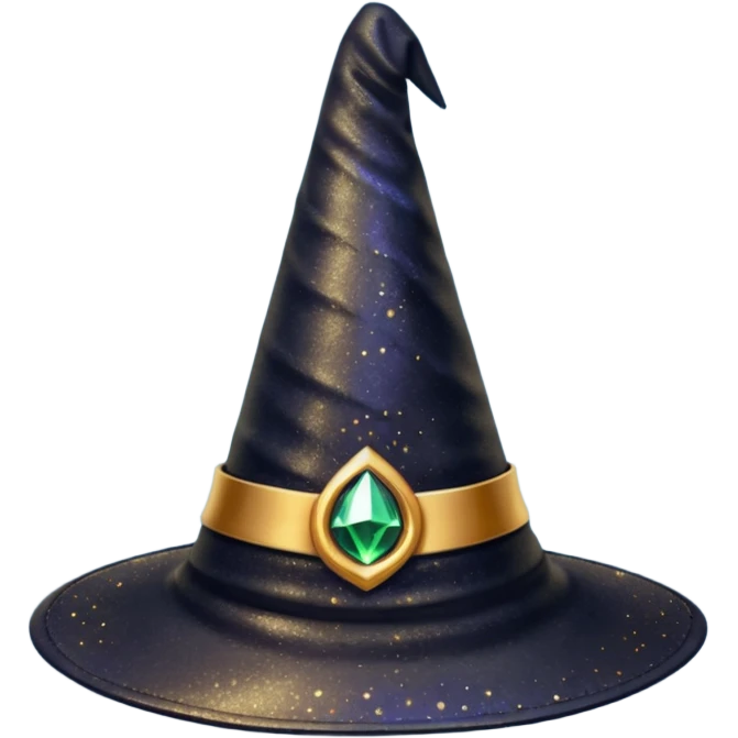 Black witch hat with glitter and golden details emoji