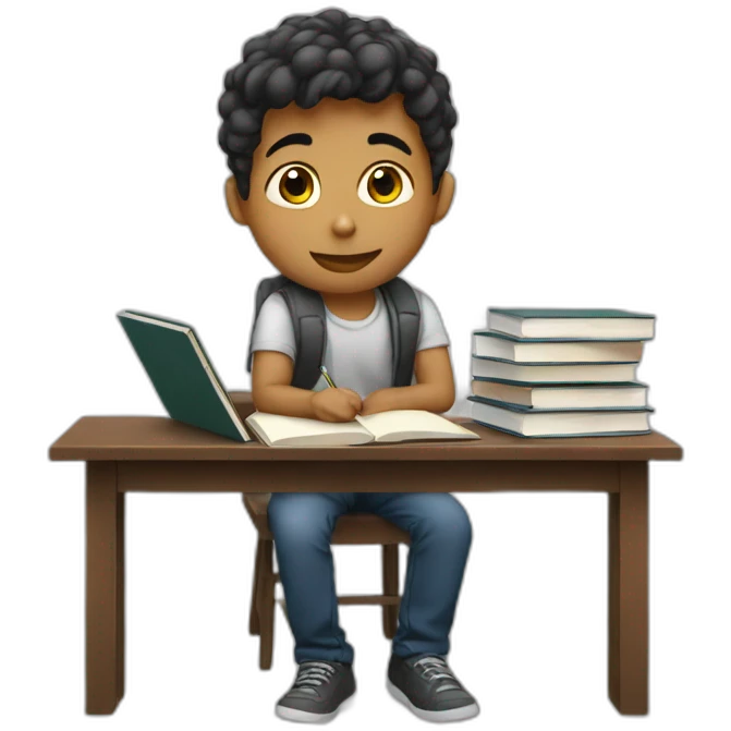 a boy studing emoji