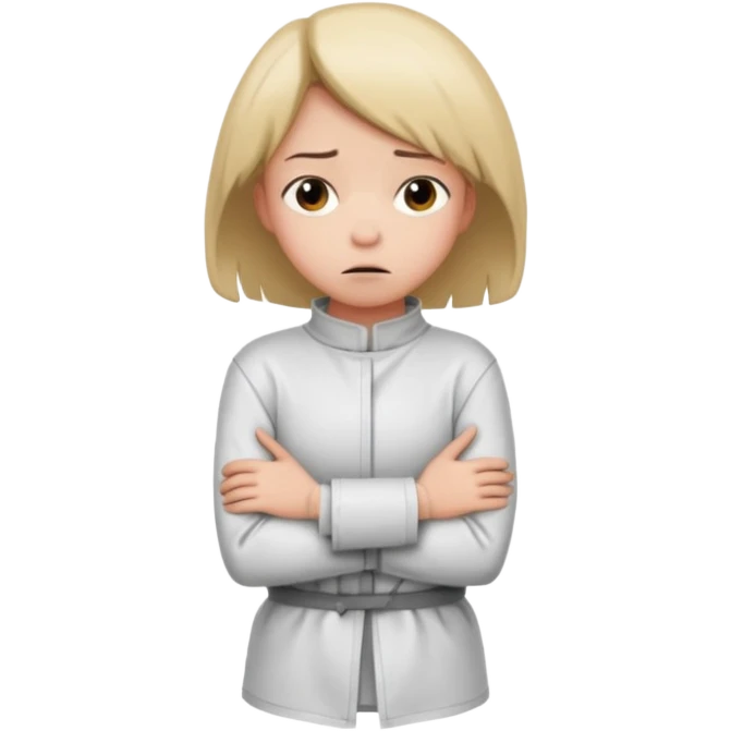 Девушка в Смирительной рубашке, руки за спиной у нее  emoji