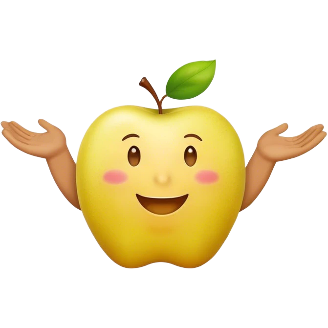 happy yellow apple with hands emoji