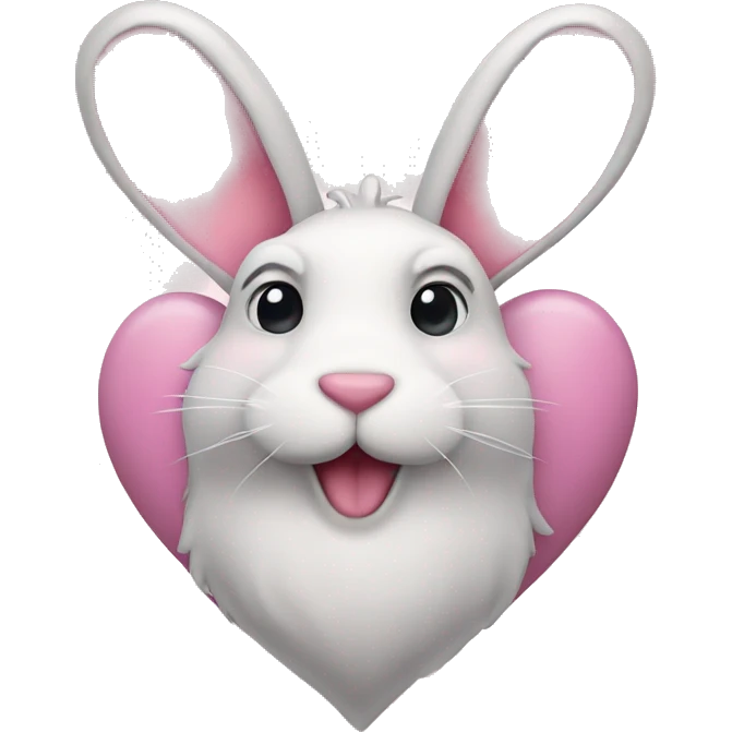 Puffy pink heart with hare ears  emoji