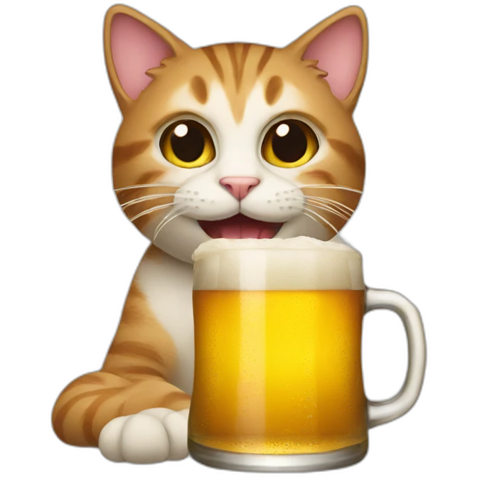 Cat drinks beer emoji