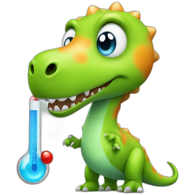 fever dinosaur with thermometer emoji