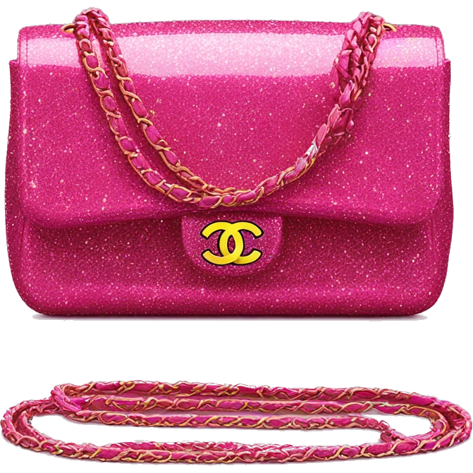 Chanel classic flap bag hot pink sparkle glitter no reflection emoji