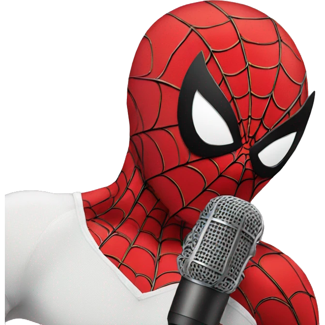 spiderman singing with a mic like a meme emoji