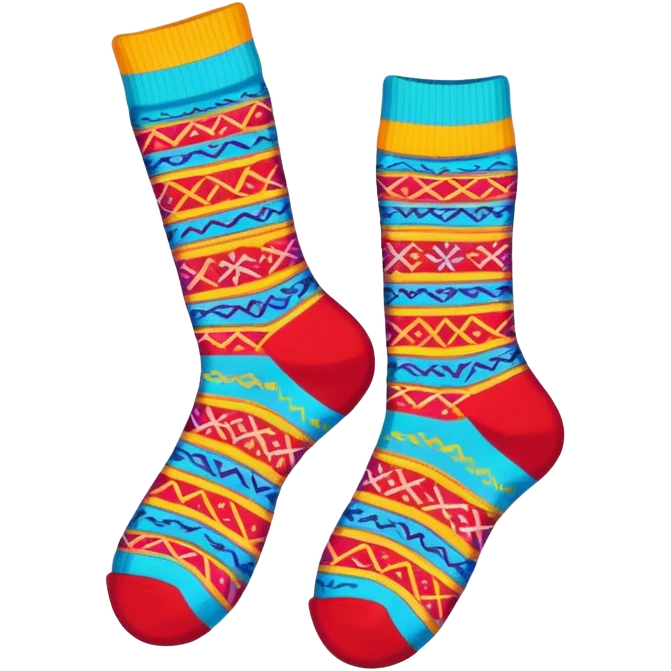 pair of socks with colorful pattern emoji