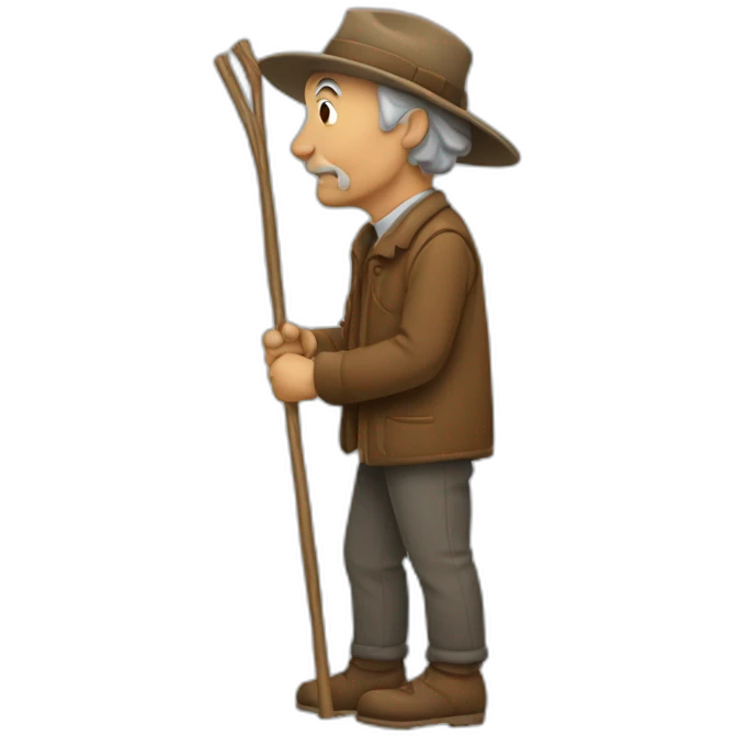 an Oldman with a stick, side view emoji