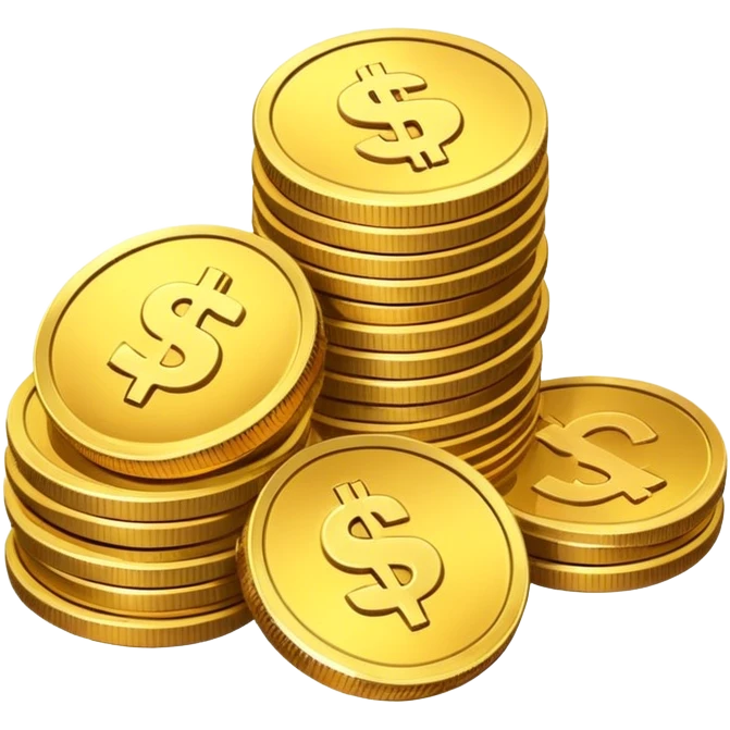 stack of coins behind the house emoji | AI Emoji Generator