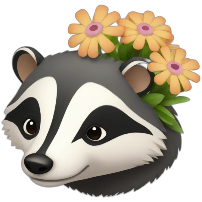 badger with a bunch of flowers emoji
