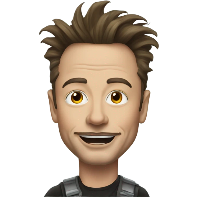 Elon musk with trips hair, while also wearing clown makeup emoji