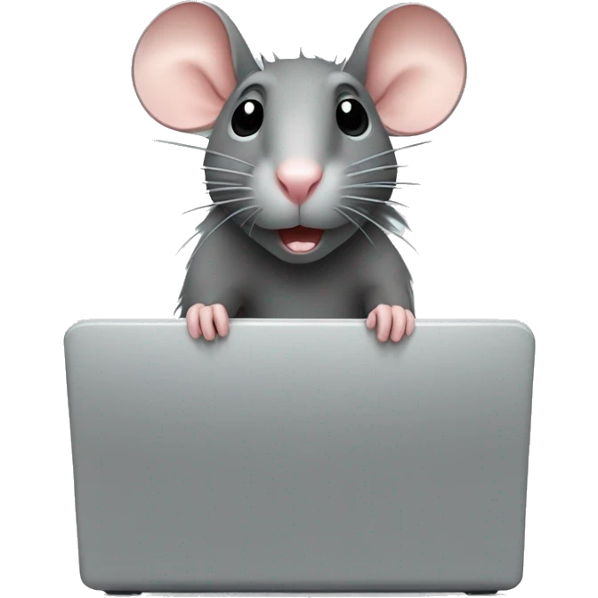 Rat behind computer laptop emoji