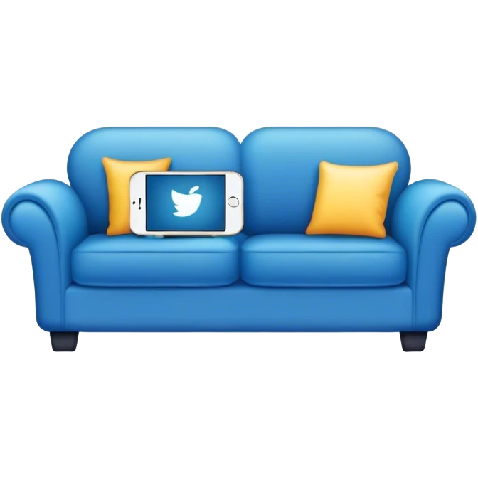 an iPhone on a blue couch emoji
