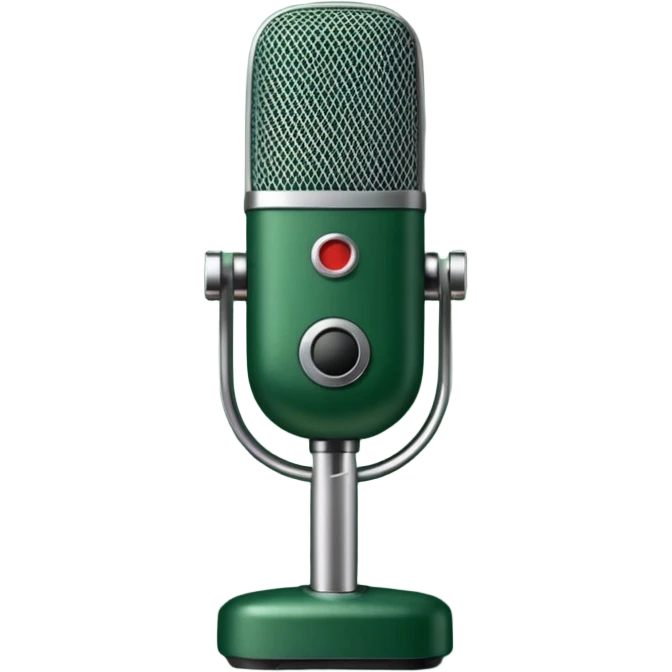 minimalist dark green radio microphone, front view, no text, Apple emoji style emoji