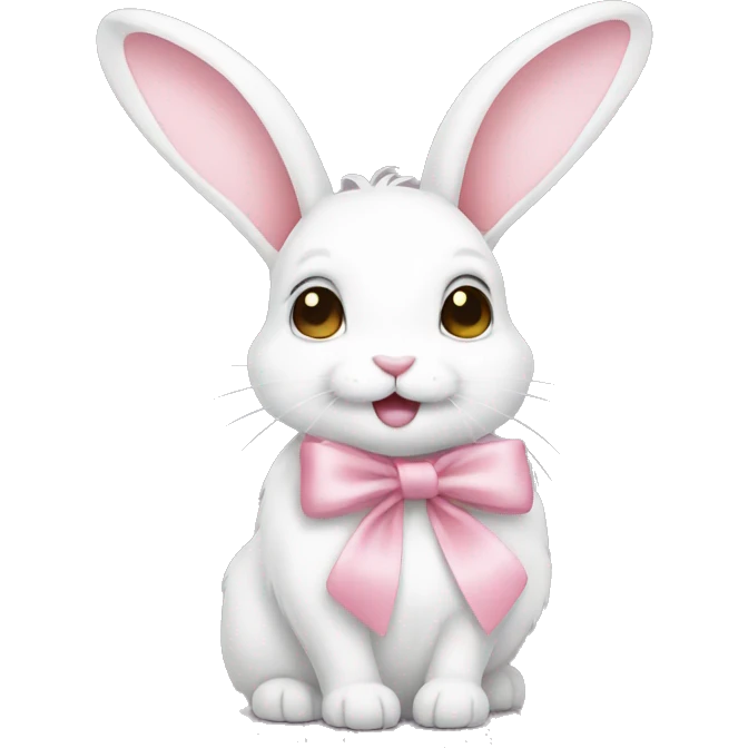 White rabbit and light pink bow emoji