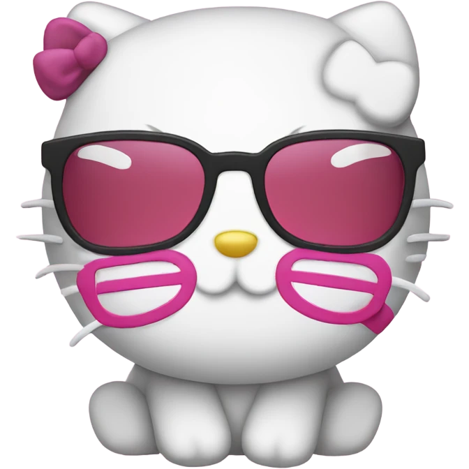 hello kitty with glasses and winking face emoji