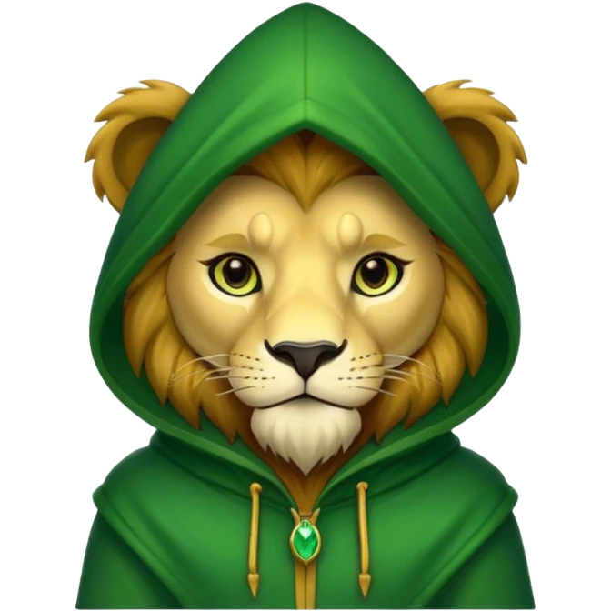 green Hooded lion  emoji