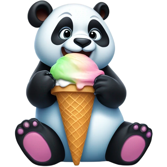 Panda eating ice cream emoji
