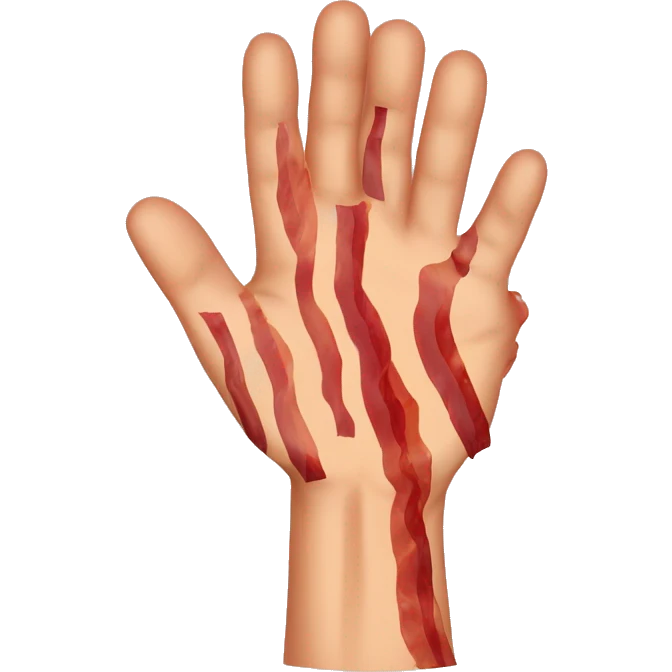 hands up with bacon on it emoji