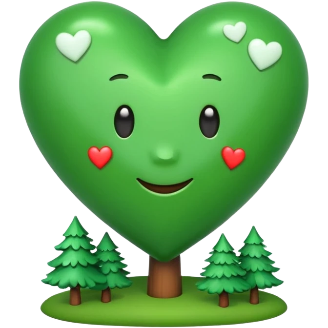 a big green heart emoji inscribed on it "I love you Candy"  with small pine trees behind it emoji