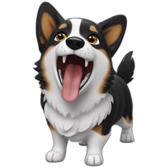 Black corgi howling emoji