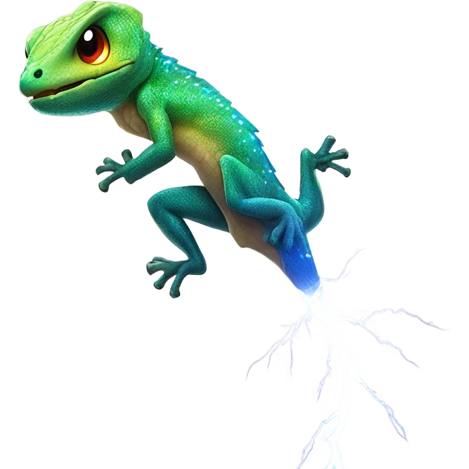 Lizard riding the lightning emoji
