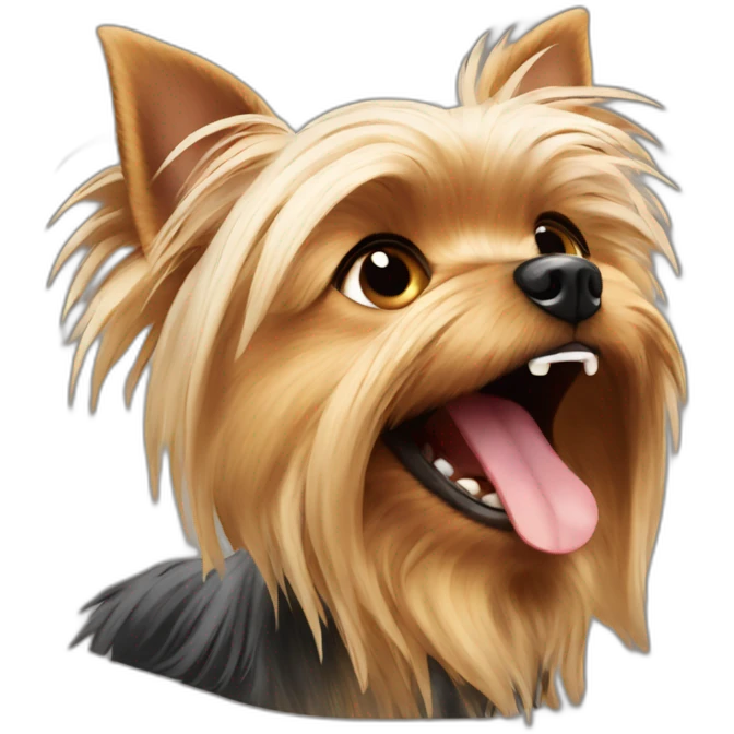 Yawning Yorkshire Terrier emoji