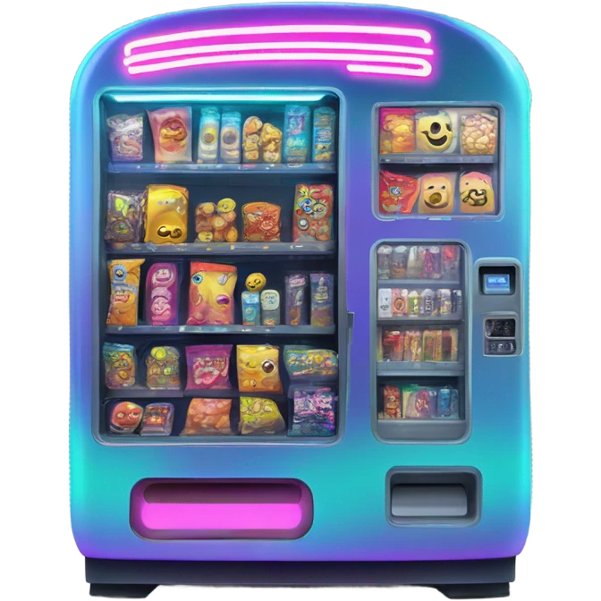 cyberpunk vending machine, chibi, simple emoji