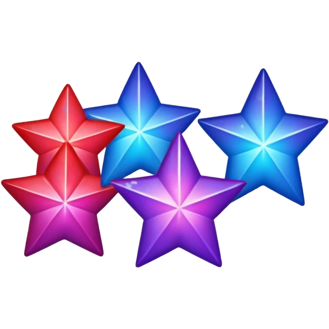 Sparkling shimmery red purple blue stars emoji