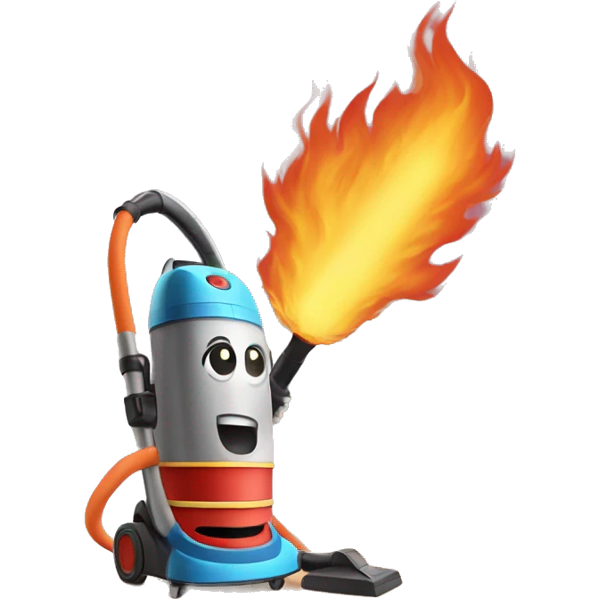Vacuum cleaner holding a sword on fire  emoji