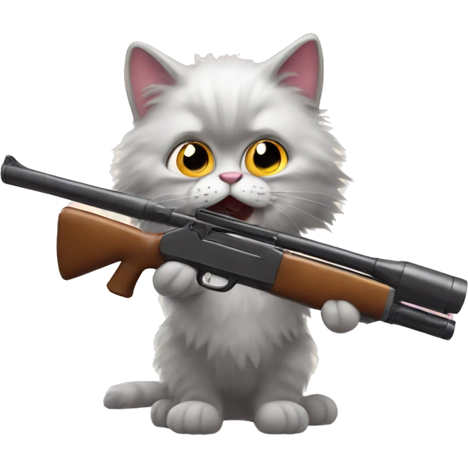 Fluffy cat with shotgun  emoji