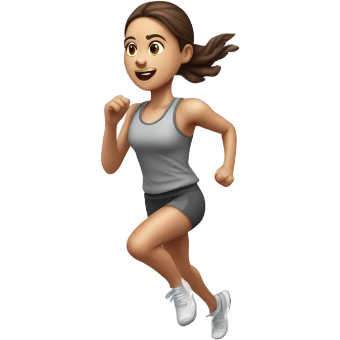 Full hyperrealistic pencil drawing of athletic girl with brown hair doing cardio on treadmill emoji