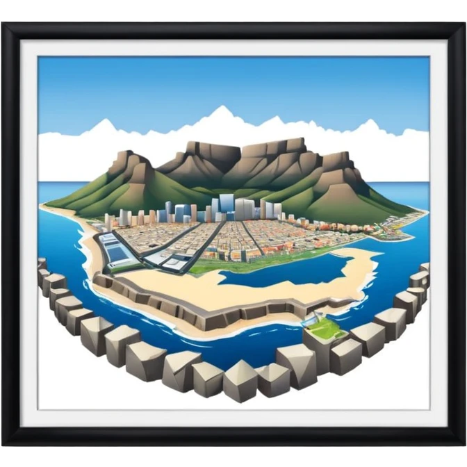 Table Mountain with Cape Town city below emoji