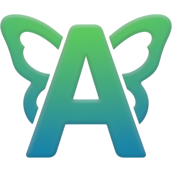 Symbol A from Amper Jetbrains logo and symbols KT born from that A. Make KT be out of A, both A and KT shoud be on the emoje. KT is born from A like a batterfly is born from . A is stylized the same way with green - blue gradient like Jetbrains Amper logo emoji