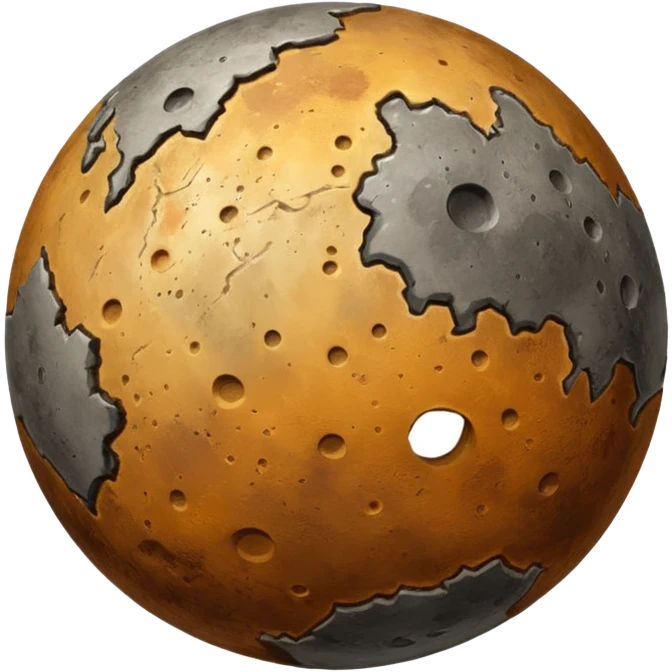 planet Mercury emoji, round, grayish-brown, covered in pitted marks and rough patches, cratered surface emoji